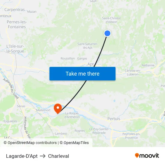 Lagarde-D'Apt to Charleval map