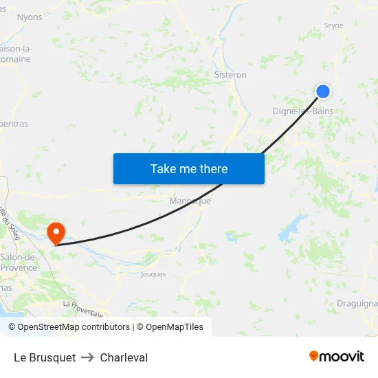 Le Brusquet to Charleval map