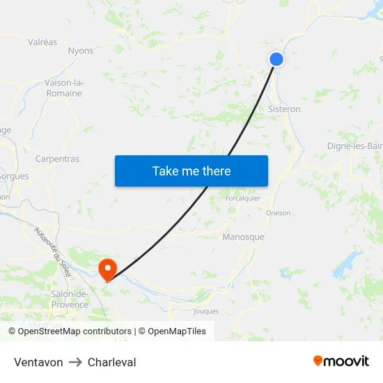 Ventavon to Charleval map