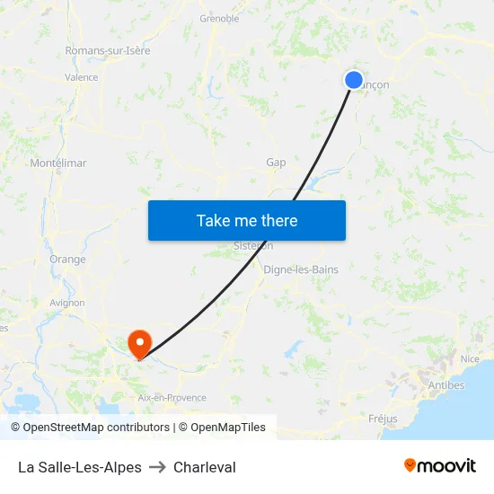 La Salle-Les-Alpes to Charleval map