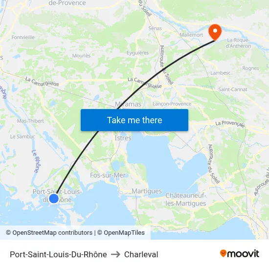 Port-Saint-Louis-Du-Rhône to Charleval map