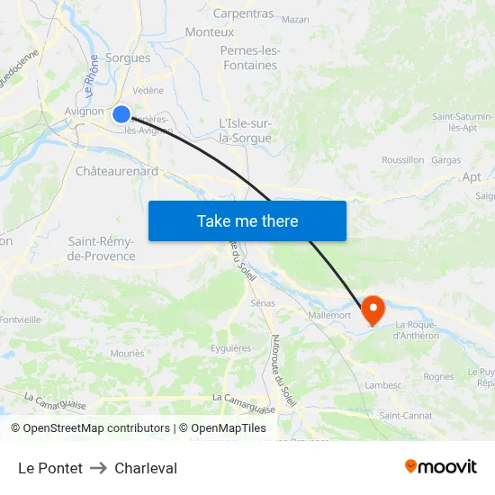 Le Pontet to Charleval map
