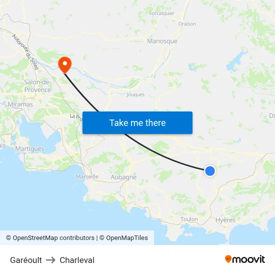 Garéoult to Charleval map