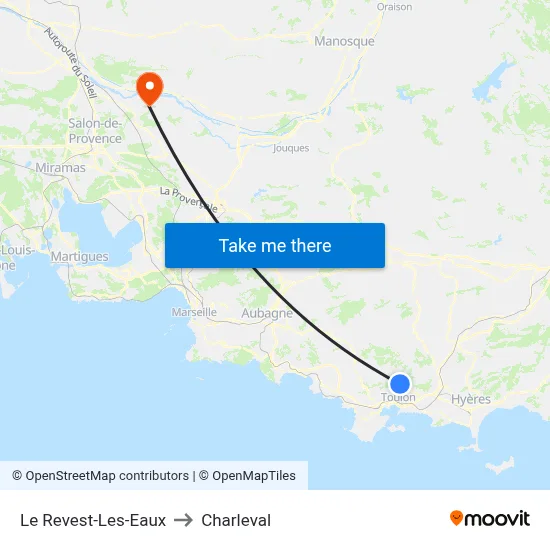 Le Revest-Les-Eaux to Charleval map