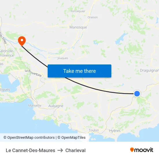 Le Cannet-Des-Maures to Charleval map