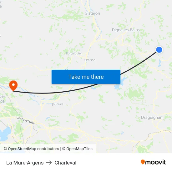 La Mure-Argens to Charleval map