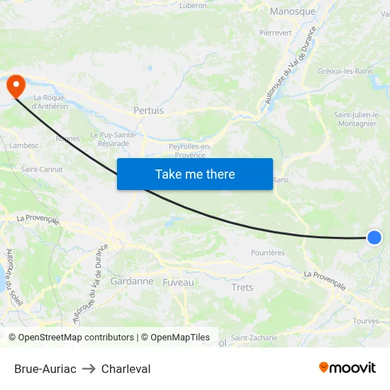 Brue-Auriac to Charleval map