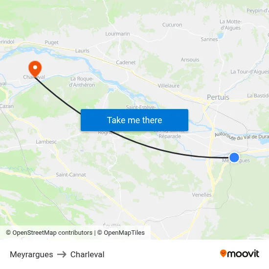 Meyrargues to Charleval map