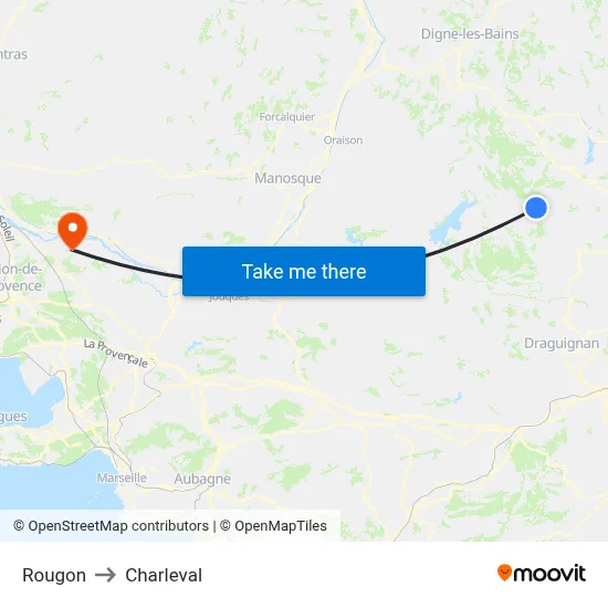 Rougon to Charleval map