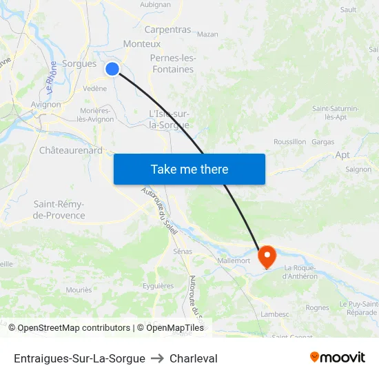Entraigues-Sur-La-Sorgue to Charleval map