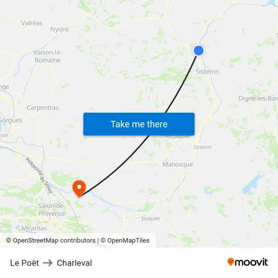 Le Poët to Charleval map