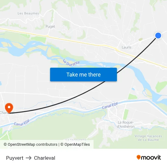 Puyvert to Charleval map