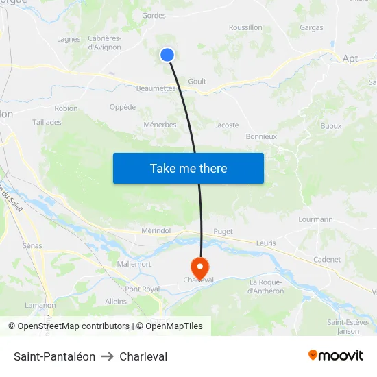 Saint-Pantaléon to Charleval map