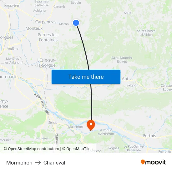 Mormoiron to Charleval map