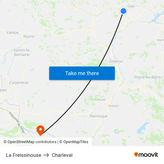 La Freissinouse to Charleval map