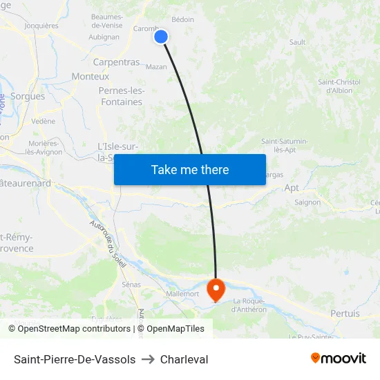 Saint-Pierre-De-Vassols to Charleval map