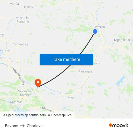 Bevons to Charleval map