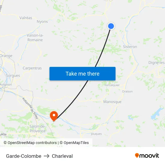Garde-Colombe to Charleval map
