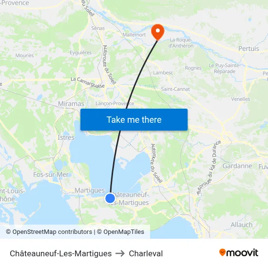 Châteauneuf-Les-Martigues to Charleval map