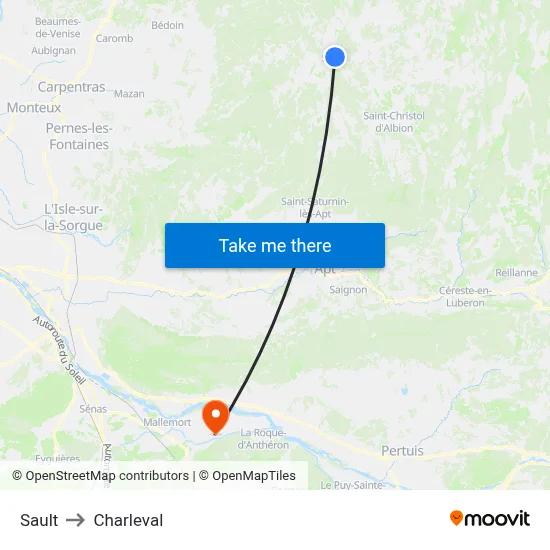 Sault to Charleval map