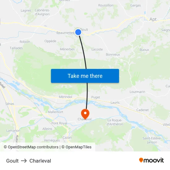 Goult to Charleval map
