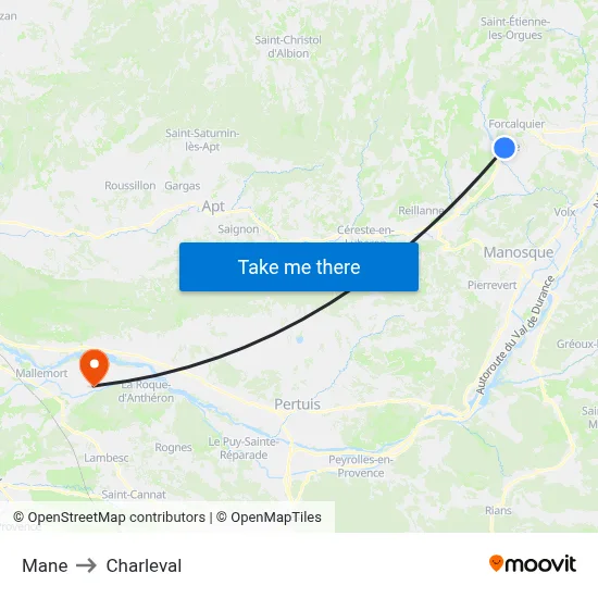 Mane to Charleval map