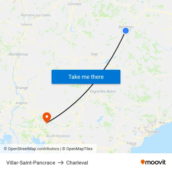 Villar-Saint-Pancrace to Charleval map