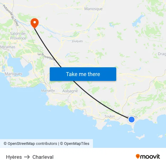 Hyères to Charleval map