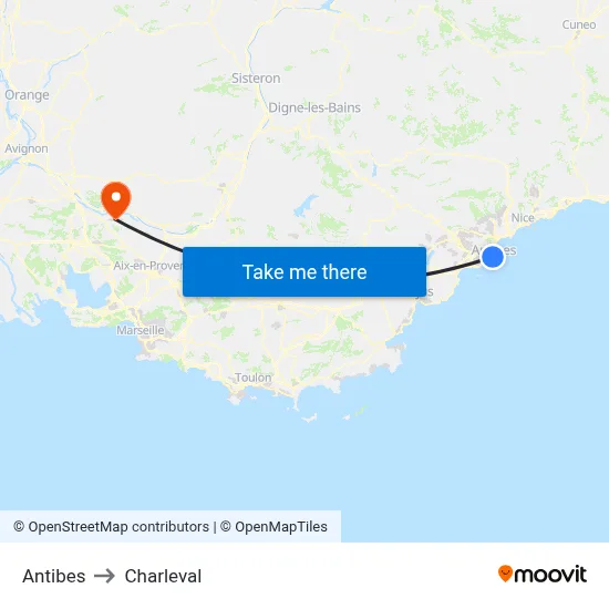 Antibes to Charleval map