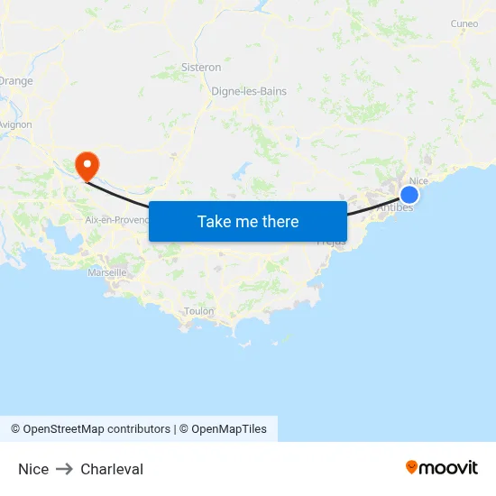 Nice to Charleval map