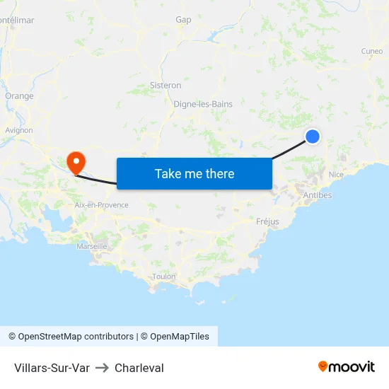Villars-Sur-Var to Charleval map