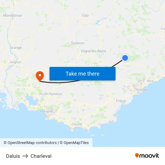 Daluis to Charleval map
