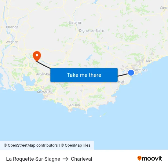 La Roquette-Sur-Siagne to Charleval map