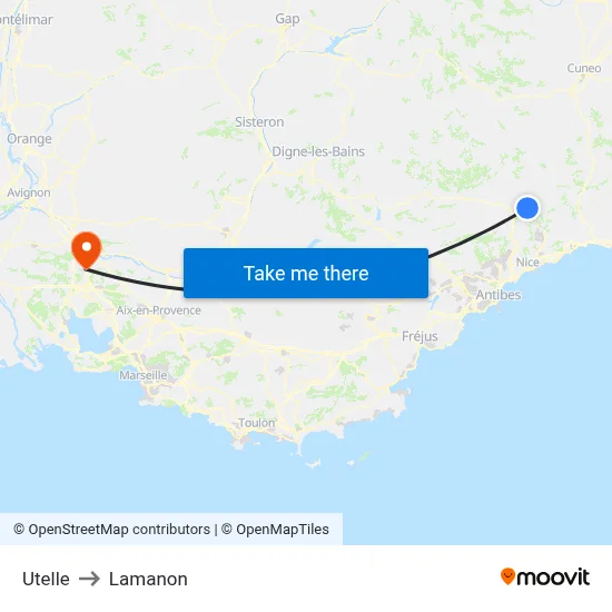 Utelle to Lamanon map