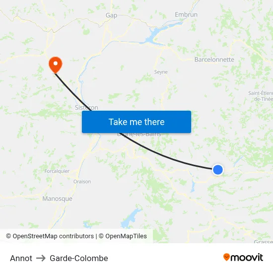 Annot to Garde-Colombe map
