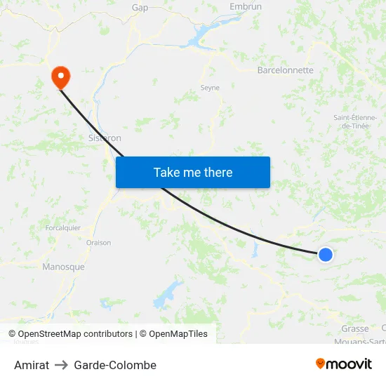 Amirat to Garde-Colombe map