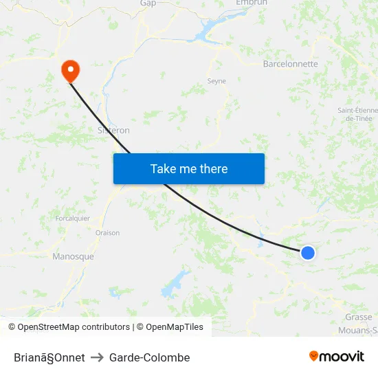 Brianã§Onnet to Garde-Colombe map