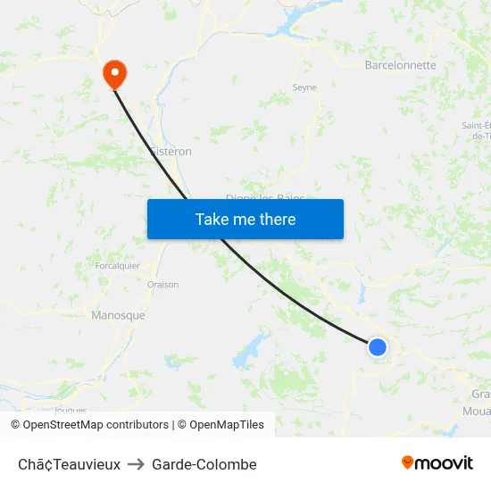 Chã¢Teauvieux to Garde-Colombe map