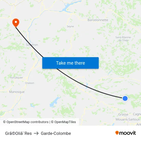 Grã©Oliã¨Res to Garde-Colombe map