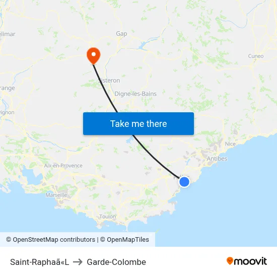 Saint-Raphaã«L to Garde-Colombe map