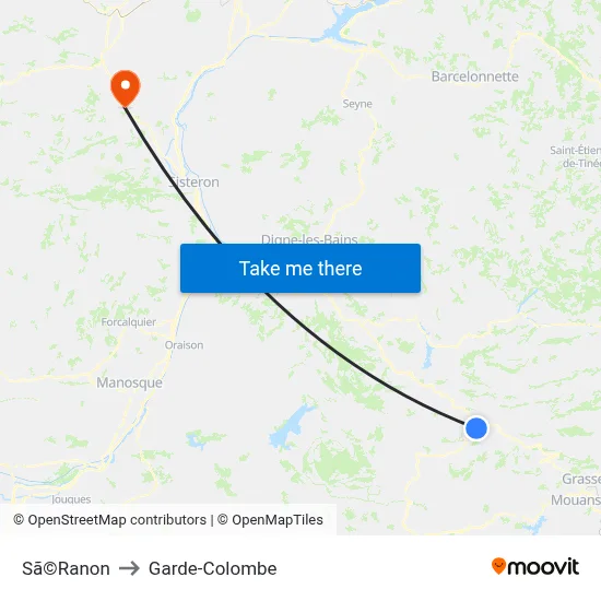 Sã©Ranon to Garde-Colombe map