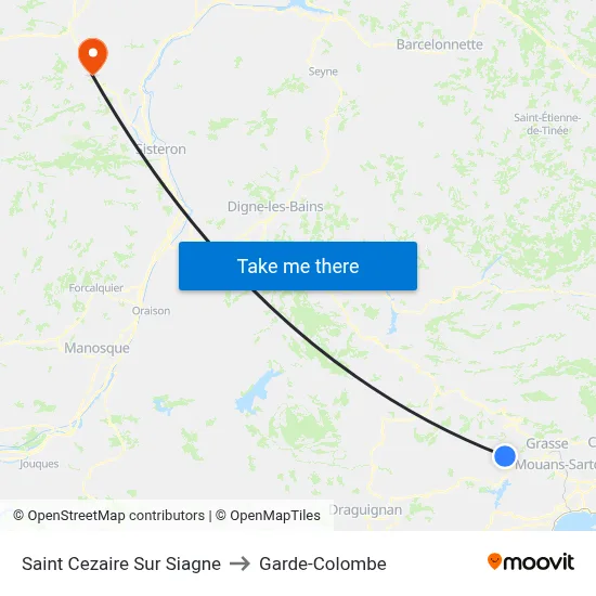 Saint Cezaire Sur Siagne to Garde-Colombe map