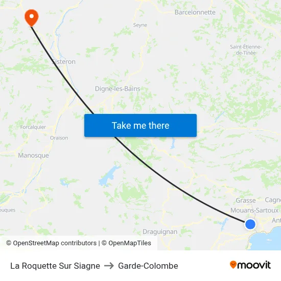 La Roquette Sur Siagne to Garde-Colombe map