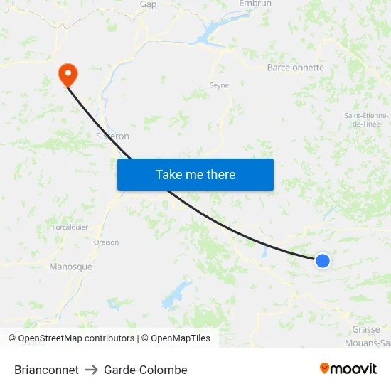 Brianconnet to Garde-Colombe map