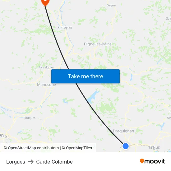 Lorgues to Garde-Colombe map