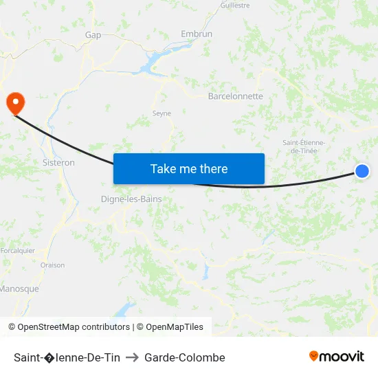 Saint-�Ienne-De-Tin to Garde-Colombe map