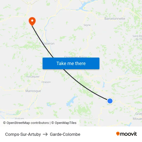 Comps-Sur-Artuby to Garde-Colombe map
