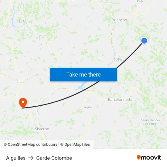 Aiguilles to Garde-Colombe map