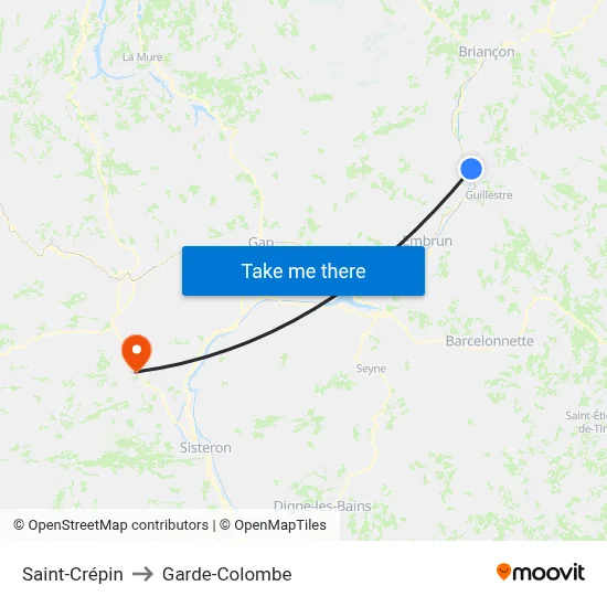 Saint-Crépin to Garde-Colombe map