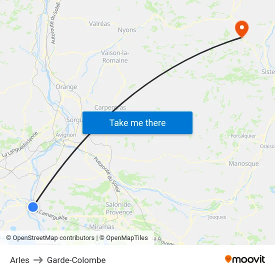 Arles to Garde-Colombe map